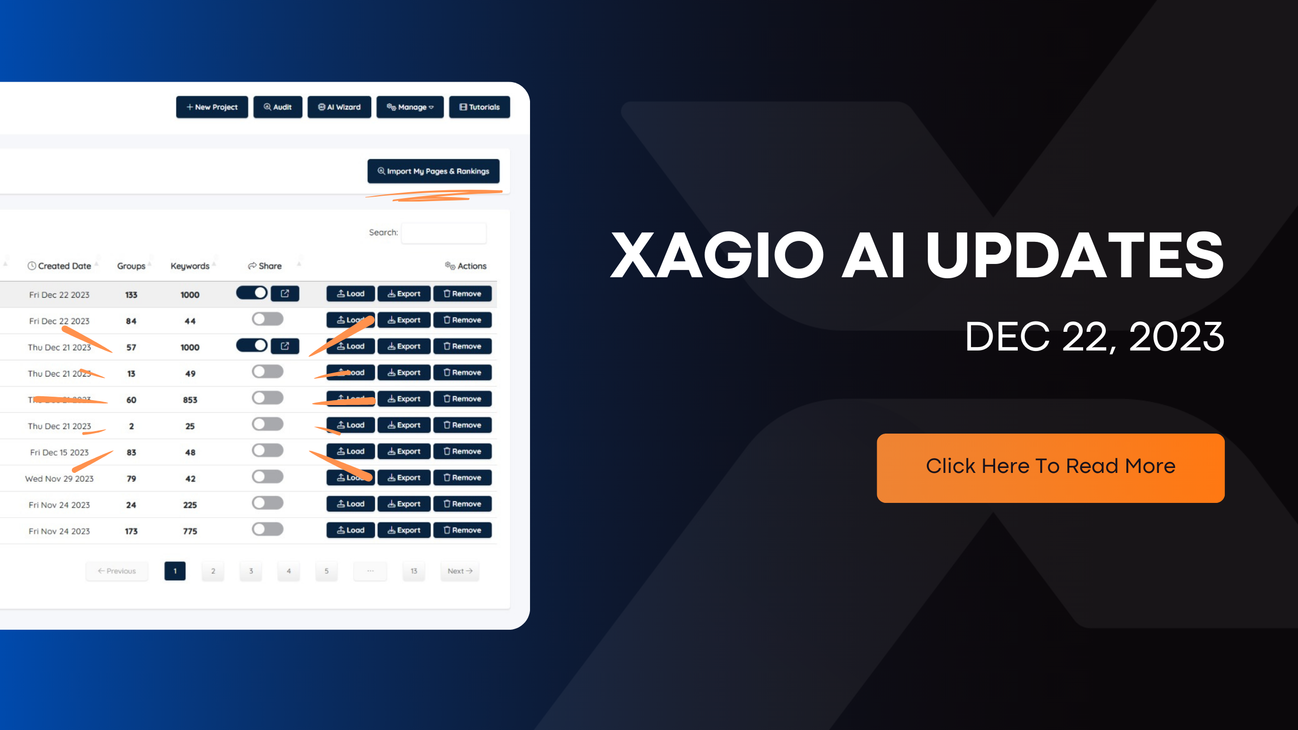 Xagio AI Updates, Dec 22, 2023